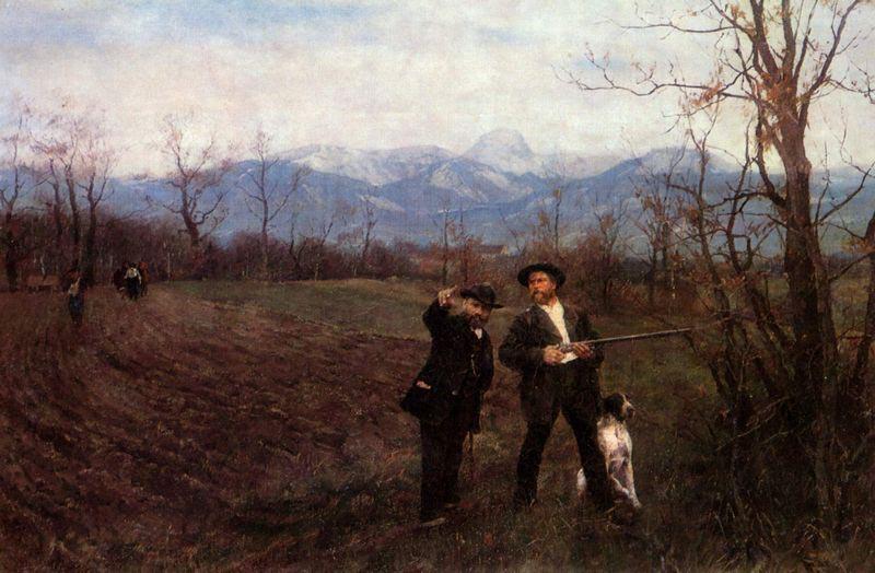 Wilhelm Leibl Leibl und Sperl auf der Huhnerjagd France oil painting art